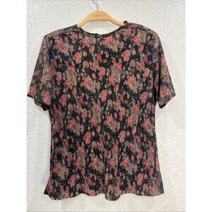 Notations Vtg Top Womens Sz 8 Black Romantic Floral Pleated Whimsigoth Y2K Fairy